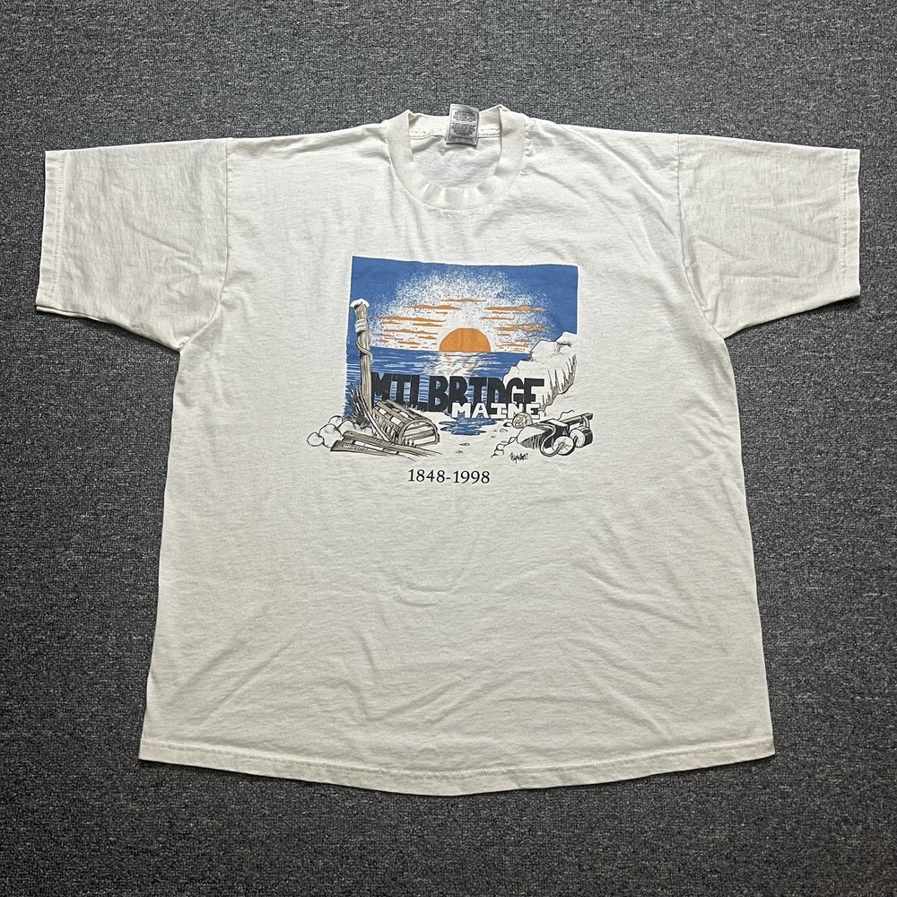 Fruit of the Loom White XL Milbridge Maine 150th Anniversary Tee